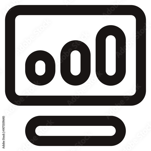 Statistics Icon on Computer Screen – Minimalist Outline Icon Style, Analytics and Data Visualization Symbol