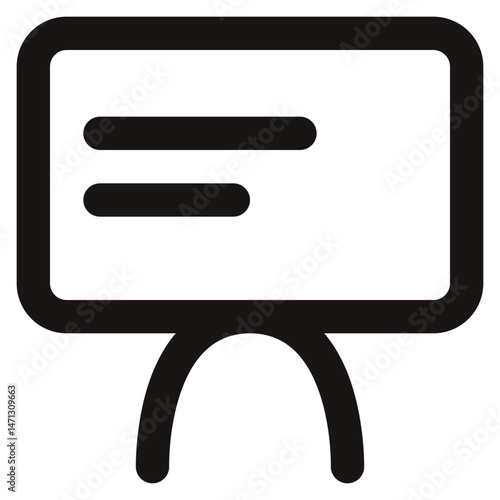 Minimalist Whiteboard Icon – Outline Style Icon, Presentation Board Symbol