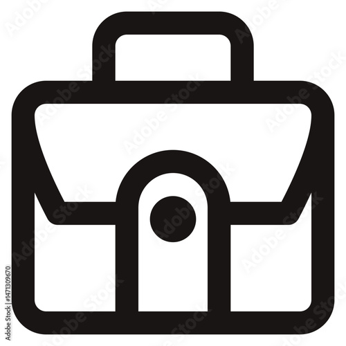 Minimalist Briefcase Icon – Outline Icon Style, Work Bag Symbol