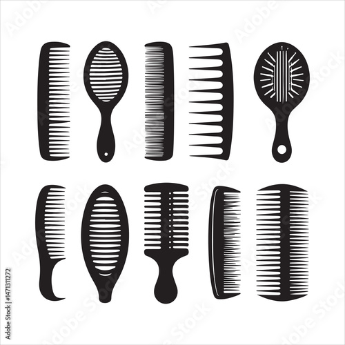 Elegant Hair Brush Illustrations: Vector Graphics for Hair Care and Styling