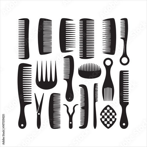 Elegant Hair Brush Illustrations: Vector Graphics for Hair Care and Styling