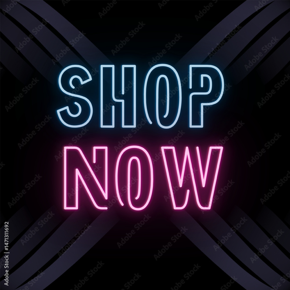 Obraz premium Vector text illustration for Shop Now.