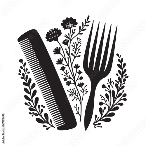 Elegant Hair Brush Illustrations: Vector Graphics for Hair Care and Styling
