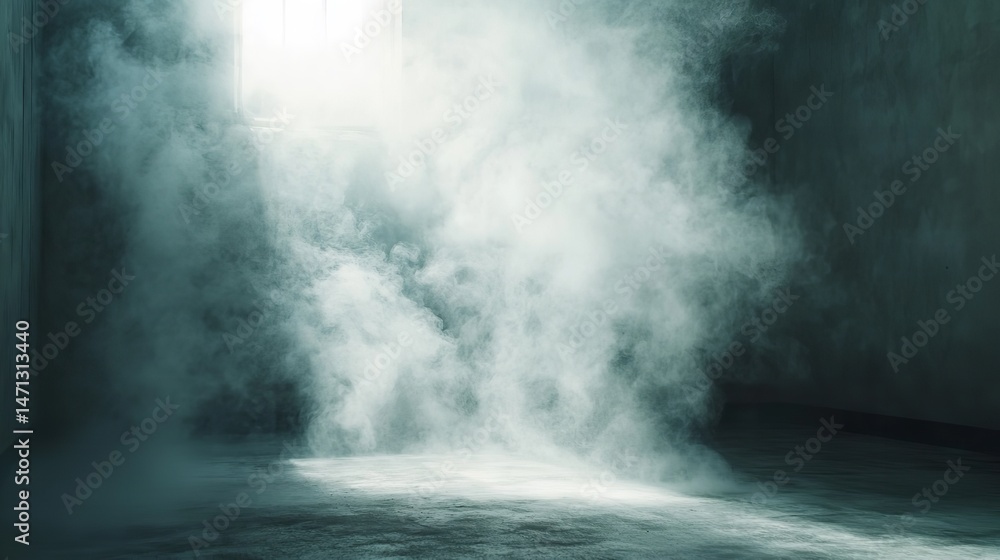 Mysterious Room Smoke Filled Light Beam Dark Moody Atmospheric Eerie Foggy Grey Concrete Wall Window Mysterious Room Smoke Filled Light Beam Dark Moody Atmospheric Eerie Foggy Grey Concrete Wall Window