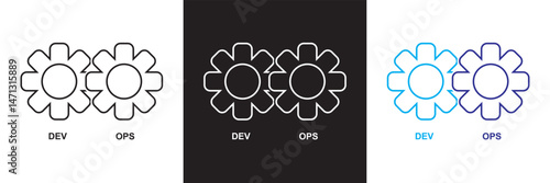 Dev ops icon.  Vector for websites, mobile interfaces, presentations, banner, visual branding etc. Vector illustration. isolated on white and black background. EPS 10