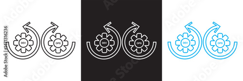 Dev ops icon.  Vector for websites, mobile interfaces, presentations, banner, visual branding etc. Vector illustration. isolated on white and black background. EPS 10