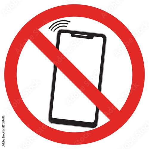 Phone using is prohibited sign. No using mobile phone. Turn off your phone. Vector illustration, flat design, Isolated on white background.
