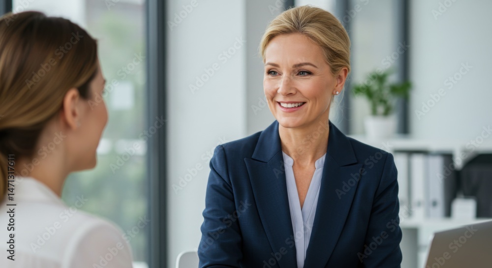 Confident businesswoman in a job interview, smiling Confident businesswoman in a job interview, smiling