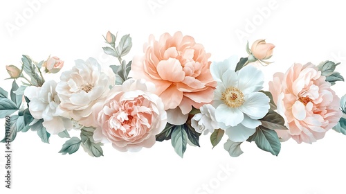 Pastel Roses Floral Border.