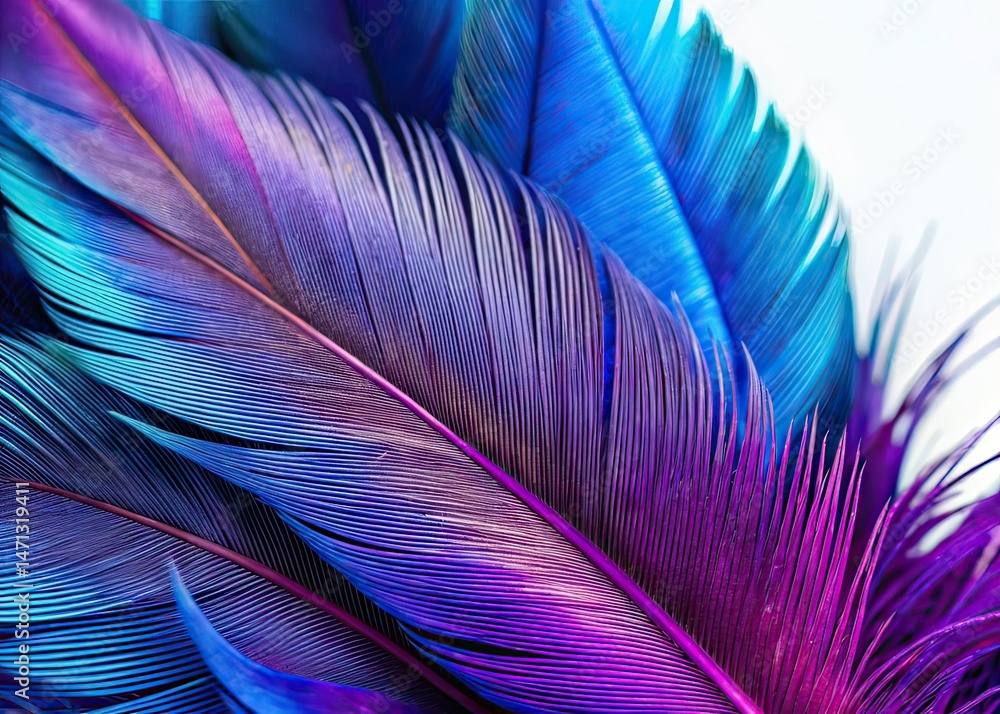 Fototapeta premium Intricate Blue & Purple Avian Feather Macro