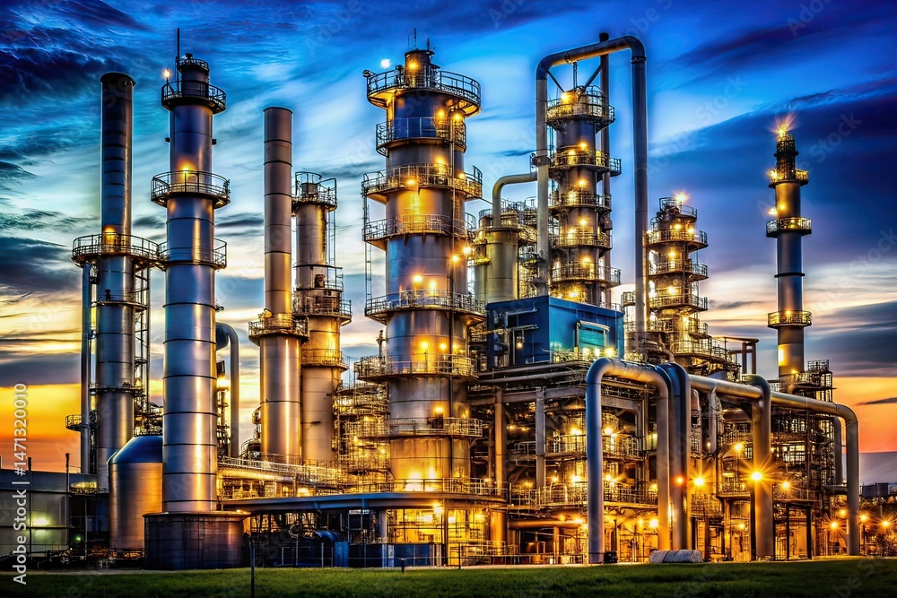 Isolated Oil Refinery, Documentary Photography, Industrial Landscape