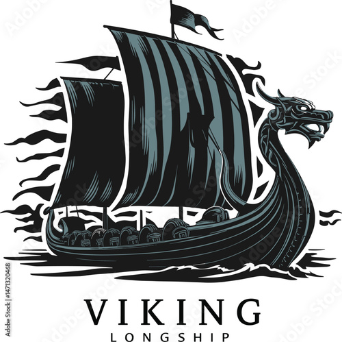 Viking Longship Vector Art for Tattoo Art