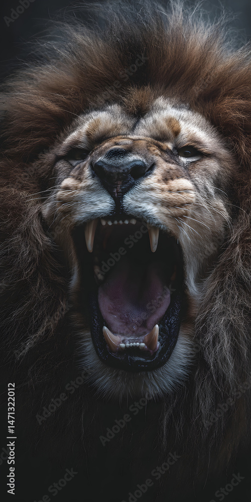 Fototapeta premium Majestic Lion Roaring in Golden Sunset