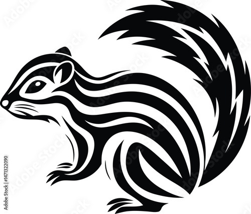 black and white Chipmunk, Chipmunk icon, chipmunk silhouette vector illustration, chipmunk vector 