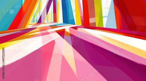 Vibrant abstract colors with geometric shapes and patterns in bright environment