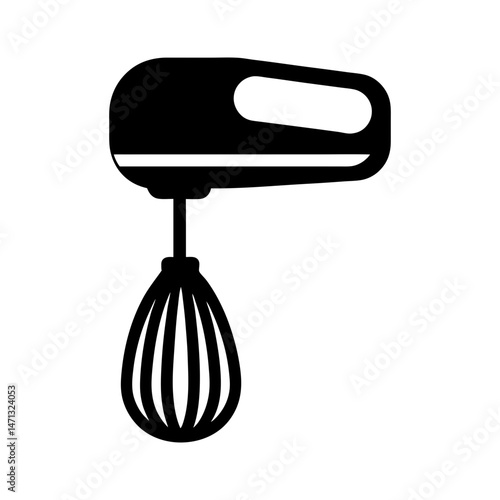 Hand Mixer Icon Electric Kitchen Beater Silhouette Vector Illustration
