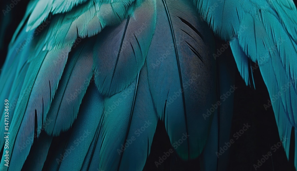 Obraz premium Teal parrot feathers close-up