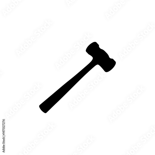 Steel mallet black silhouette vector flat illustration on white background.