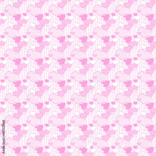 Heart Pattern Background, Romantic Love Design, Valentine’s Day, Cute Pink Hearts
