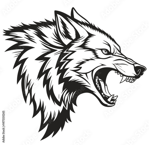 Wallpaper Mural Aggressive Wolf Showing Teeth Illustration Torontodigital.ca