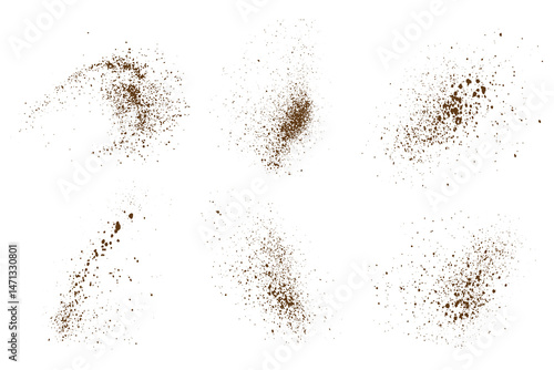 Vector flying coffee particle effect or cocoa powder dust illustration background collection