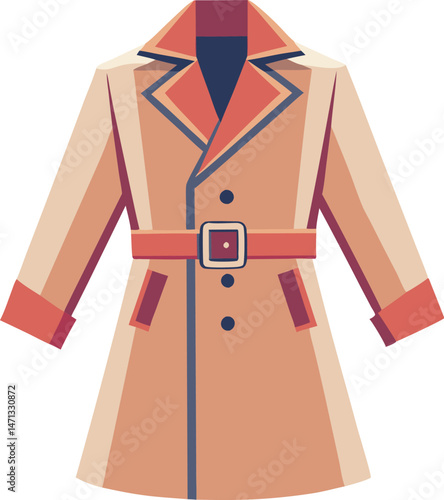 A stylish trench coat vector art illustration featuring clean lines, elegant design, and modern detailing, perfect for fashion or branding projects.