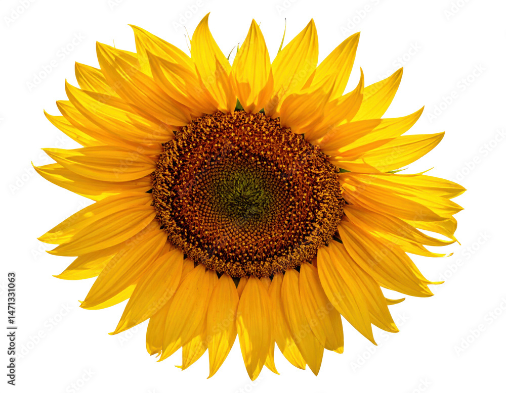Fototapeta premium Bright Yellow Sunflower Head Isolated