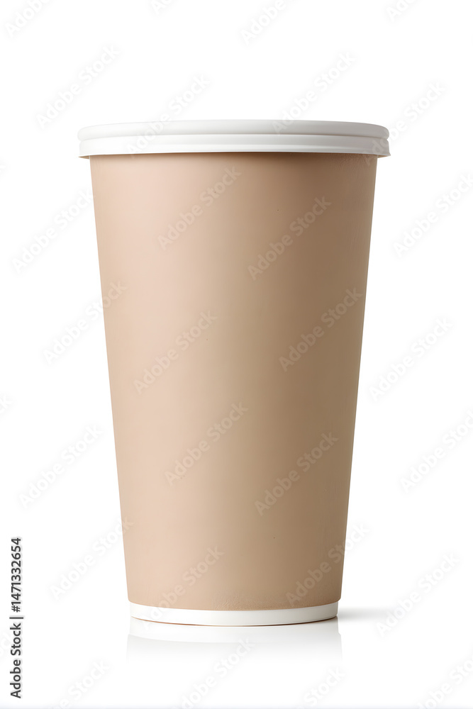 Paper coffee cup floating in mid-air, mock up isolated on white background Paper coffee cup floating in mid-air, mock up isolated on white background