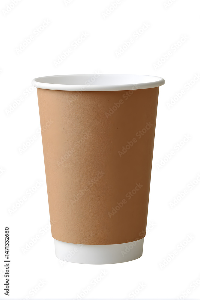 Paper coffee cup floating in mid-air, mock up isolated on white background Paper coffee cup floating in mid-air, mock up isolated on white background