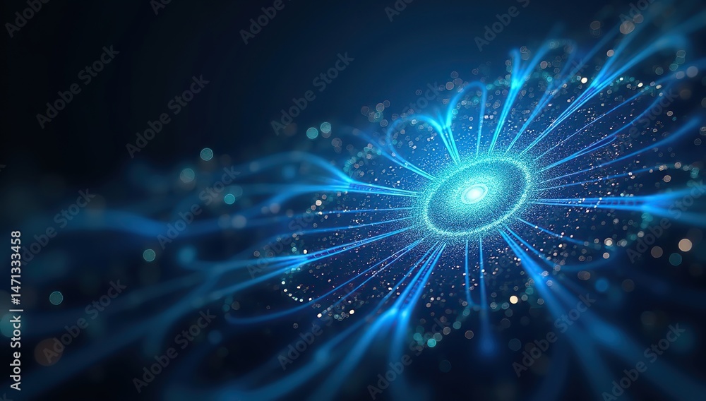 Abstract Tech Background with Energy Core: Futuristic Design Dominated by Purple and Electric Blue, Featuring Digital Distortion, Glowing Shape, and Circular Light Effects Abstract Tech Background with Energy Core: Futuristic Design Dominated by Purple and Electric Blue, Featuring Digital Distortion, Glowing Shape, and Circular Light Effects