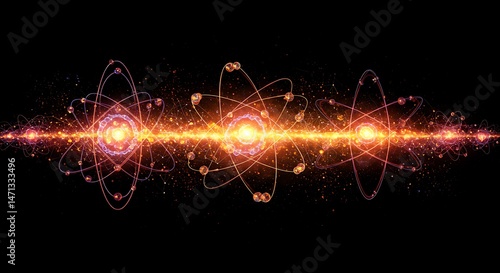 illustration of quantum computing concept with an atom and qubits, clean and futuristic design 