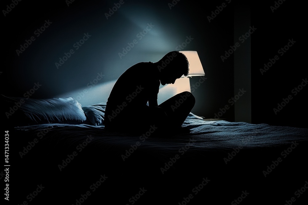 Silhouette of Sadness in the Night Silhouette of Sadness in the Night