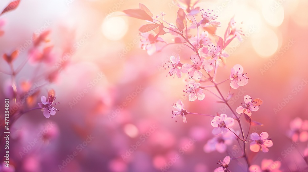 Fototapeta premium Pink Blossom Tree Spring Flowers Soft Sunlight Nature Beauty Peaceful Garden Delicate Petals