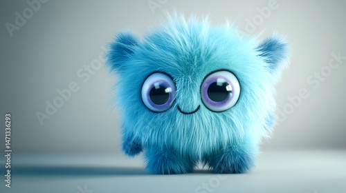Cute 3D Chibi Furry Monster in Kawaii Style for Adorable Animation and Toys