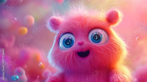 Expressive 3D Stylized Furry Character with Cute Cartoon Design on White Background for Fun Visuals