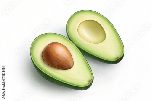 Minimalist Avocado Still Life on White Background for Fresh and Clean Food Photography Inspiration with Vibrant Green