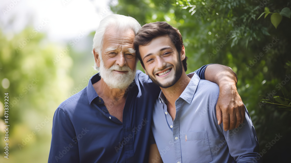 Fototapeta premium portrait of senior man and son