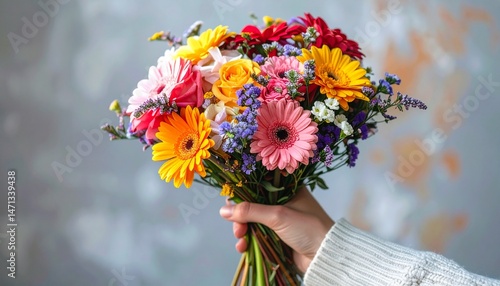 Wallpaper Mural woman holding bouquet of flowers Torontodigital.ca