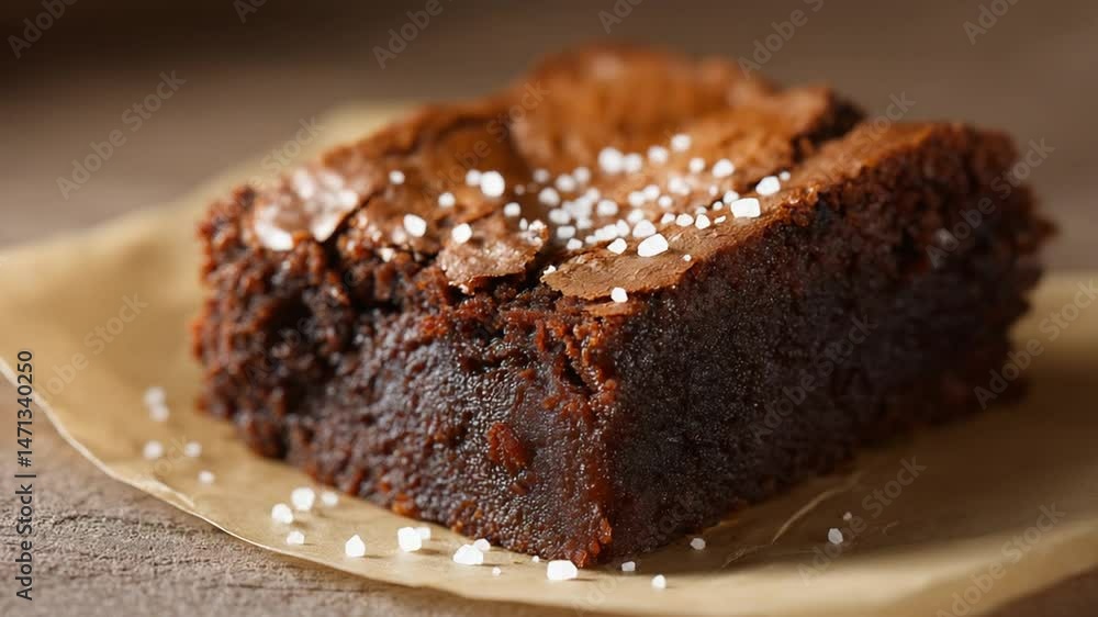 Rich Fudgy Chocolate Brownie on Textured Kraft Paper Rich Fudgy Chocolate Brownie on Textured Kraft Paper