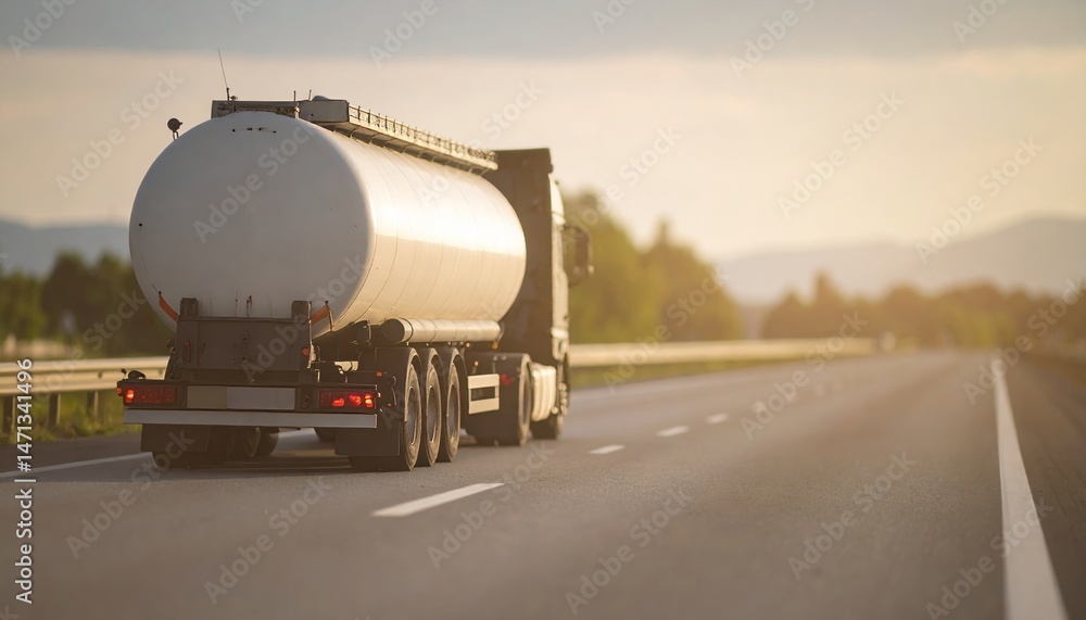 Petrol cargo truck lorry tanker driving on highway hauling oil products. Petrol cargo truck lorry tanker driving on highway hauling oil products.