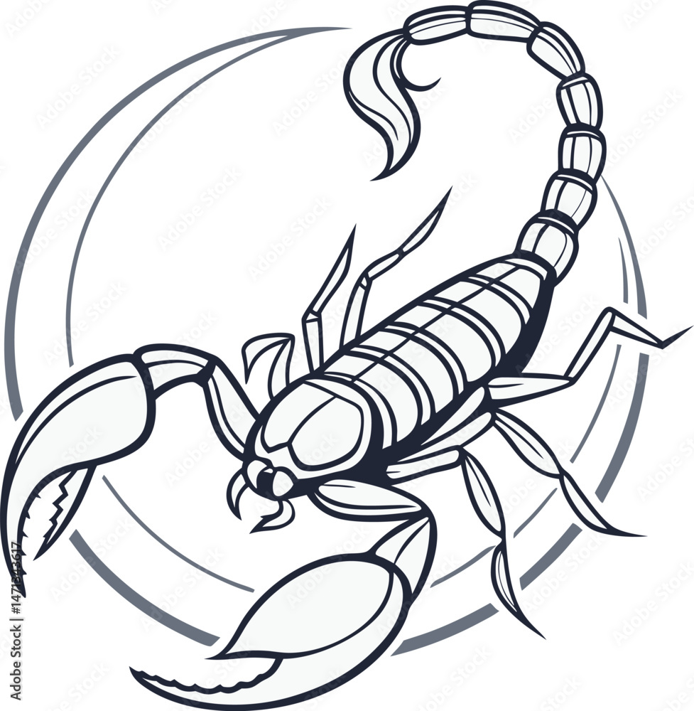 Fototapeta premium Graphic Drawing of a Unique Scorpion