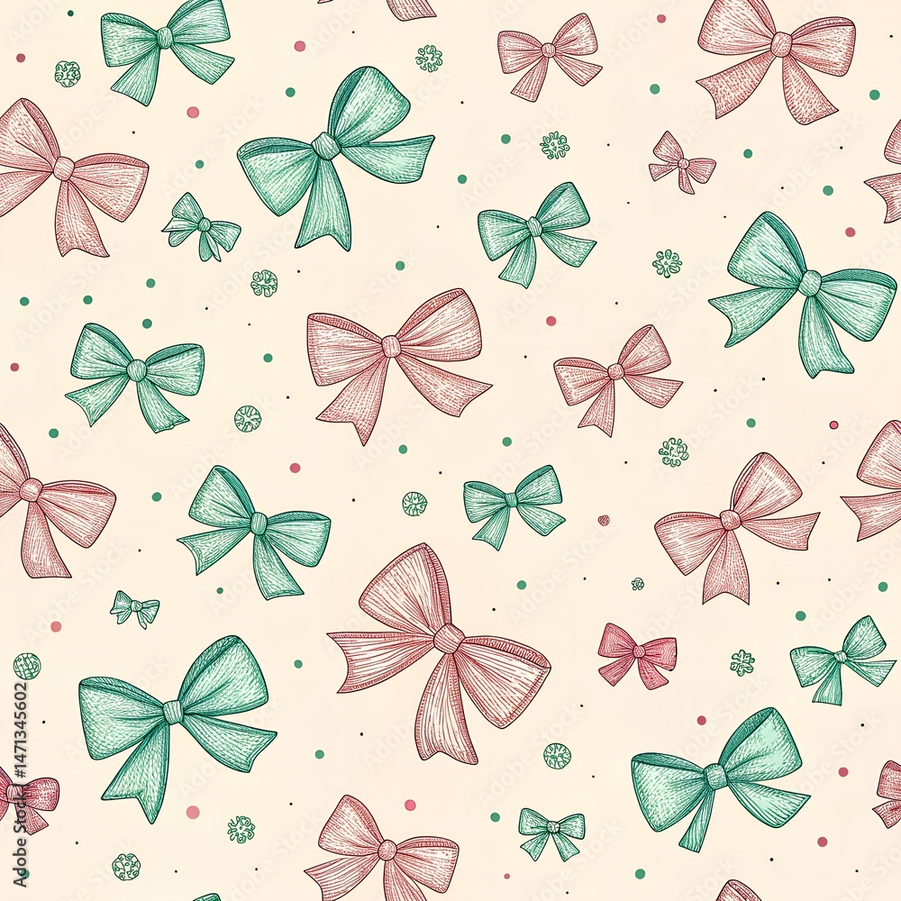 Fototapeta premium Bows and Ribbons Pattern