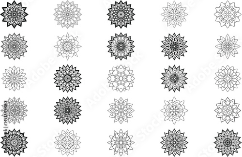 Big Set of Mandala Design, Intricate Pattern Collection, Circular Geometric Art, Decorative Spiritual Elements