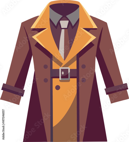 A stylish trench coat vector art illustration featuring clean lines, modern design, and elegant detailing, perfect for fashion-themed creative projects.