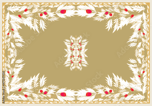 Olive background with full of arch angels and red roses