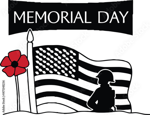 couple on the beach, Memorial Day Vector illustration