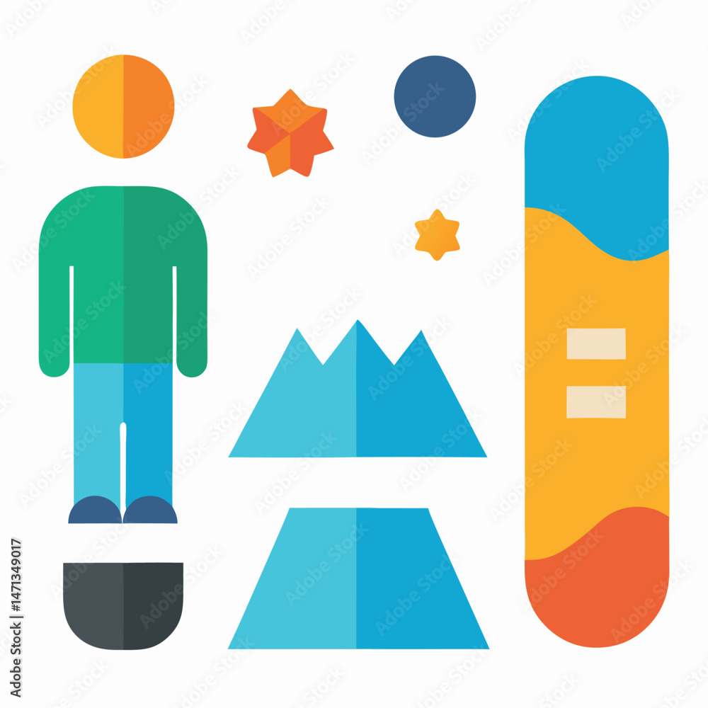 Obraz premium Snowboarding Winter Sports, Snowboarding Icon, Snowboarding Design, Flat Design, Winter Activities