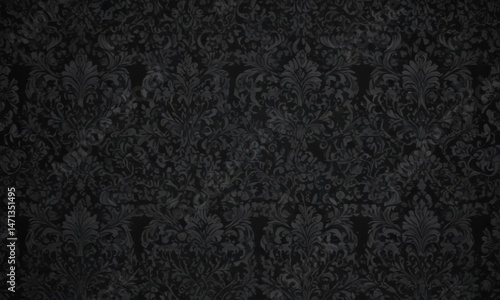 Intricate black damask wallpaper, seamless gothic floral vines , art, pattern, gothic