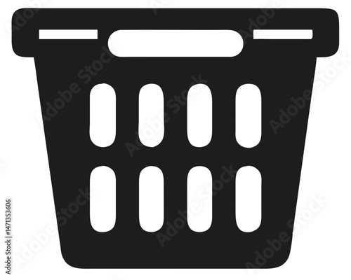 Black laundry hamper silhouette design representing storage and domestic organization