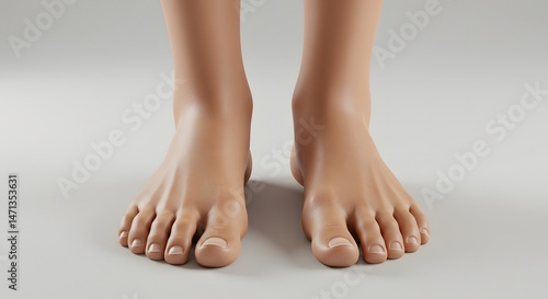 Standing Feet Close-up on Neutral Background Showing Toes